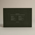 Back of the ‘FORGRAVE Discovery Set’ box listing tea blends, including ‘The Glass Cigar,’ ‘Smoking Jacket,’ and ‘Mint Mantra.