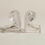 Art Deco Glass Bookends — Scroll Wave Pair