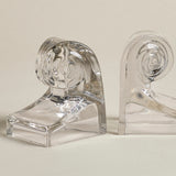 Art Deco Glass Bookends — Scroll Wave Pair