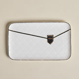 Ceramic Tray — White Rib with Gilded Line