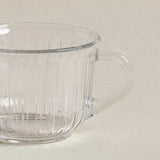 Fluted Glass Teacups — Arcoroc Set of Four with Saucers