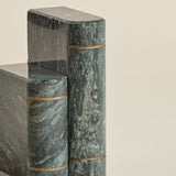 Green Marble Bookends — Carved Book Form Pair