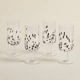 Murano-Style Glass Goblets — Black Spot Set of Four