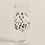 Murano-Style Glass Goblets — Black Spot Set of Four