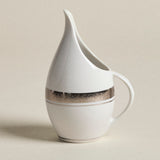 Porcelain Sugar and Creamer — Tall Forms with Silver Band