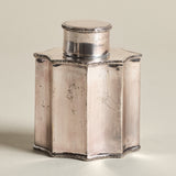 Silver Plated Tea Caddy — Engraved Scallop Lid