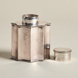 Silver Plated Tea Caddy — Engraved Scallop Lid