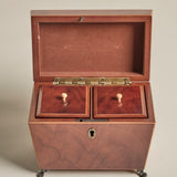 Wood Tea Caddy — Sarcophagus Form with Brass