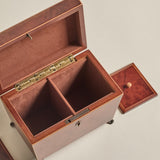 Wood Tea Caddy — Sarcophagus Form with Brass